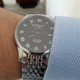 Buy Shop Tissot T Classic Le Locle Powermatic 80 Black Dial Silver Steel Strap Watch For Women - T41.1.483.53 USA Online