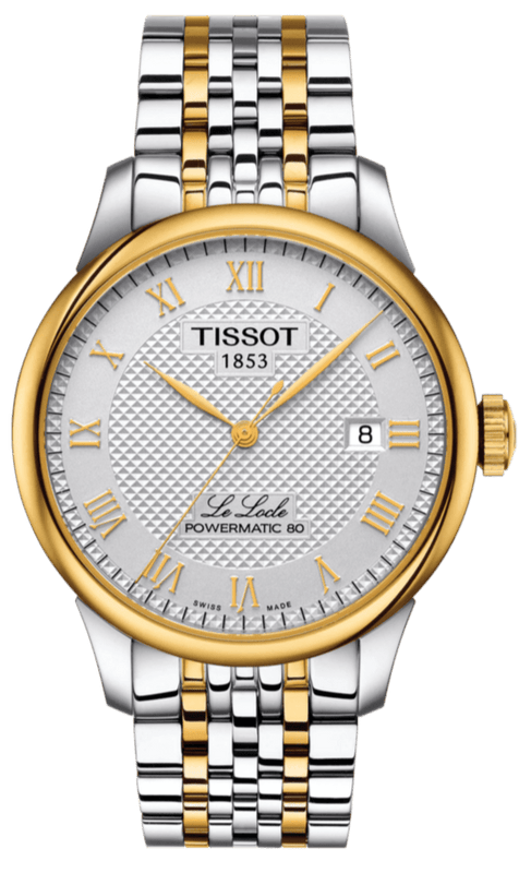 Buy Shop Tissot T Classic Le Locle Powermatic 80 Silver Dial Two Tone Steel Strap Watch For Men - T0064072203301 USA Online