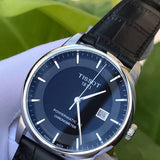 Buy Shop Tissot T Classic Luxury Powermatic 80 Black Dial Black Leather Strap Watch For Men - T086.408.16.051.00 USA Online