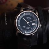 Buy Shop Tissot T Classic Luxury Powermatic 80 Black Dial Black Leather Strap Watch For Men - T086.408.16.051.00 USA Online