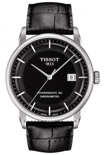 Buy Shop Tissot T Classic Luxury Powermatic 80 Black Dial Black Leather Strap Watch For Men - T086.408.16.051.00 USA Online