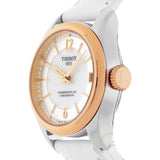Buy Shop Tissot T-Classic Powermatic 80 Mother of Pearl Silver Dial White Leather Strap Watch For Women - T108.208.26.117.00 USA Online