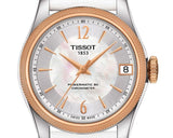 Buy Shop Tissot T-Classic Powermatic 80 Mother of Pearl Silver Dial White Leather Strap Watch For Women - T108.208.26.117.00 USA Online