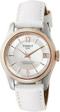 Buy Shop Tissot T-Classic Powermatic 80 Mother of Pearl Silver Dial White Leather Strap Watch For Women - T108.208.26.117.00 USA Online