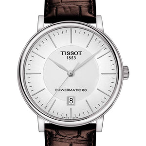 Buy Shop Tissot T-Classic Powermatic 80 Silver Dial Brown Leather Strap Watch For Men - T122.407.16.031.00 USA Online
