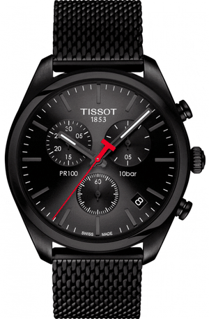 Buy Shop Tissot T Classic PR 100 Chronograph Black Dial Black Mesh Bracelet Watch For Men - T101.417.33.051.00 USA Online