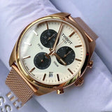 Buy Shop Tissot T Classic PR 100 Chronograph Silver Dial Rose Gold Mesh Bracelet Watch For Men - T101.417.33.031.01 USA Online