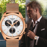 Buy Shop Tissot T Classic PR 100 Chronograph Silver Dial Rose Gold Mesh Bracelet Watch For Men - T101.417.33.031.01 USA Online