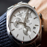 Buy Shop Tissot T Classic PR 100 Chronograph Silver Dial Silver Steel Strap Watch For Men - T101.417.11.031.00 USA Online