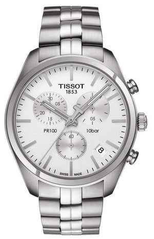 Buy Shop Tissot T Classic PR 100 Chronograph Silver Dial Silver Steel Strap Watch For Men - T101.417.11.031.00 USA Online