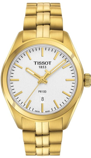 Buy Shop Tissot T Classic PR 100 Lady White Dial Gold Steel Strap Watch for Women - T101.210.33.031.00 USA Online