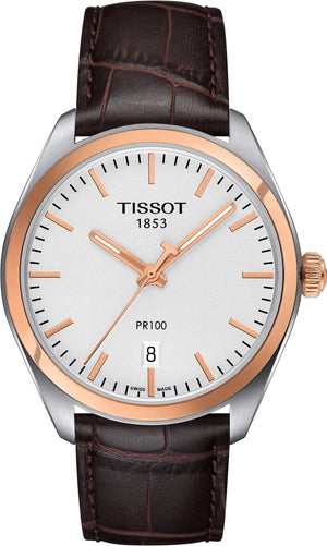 Buy Shop Tissot T Classic PR 100 Quartz White Dial Brown Leather Strap Watch for Men - T101.410.26.031.00 USA Online