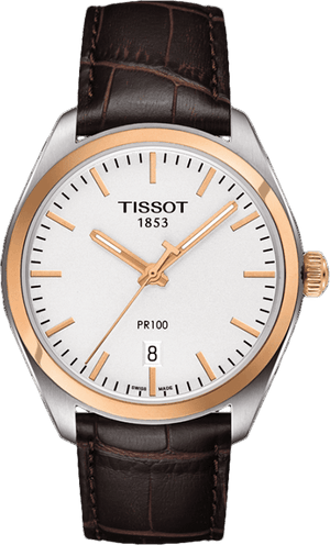 Buy Shop Tissot T Classic PR 100 Quartz White Dial Brown Leather Strap Watch for Men - T101.410.26.031.00 USA Online