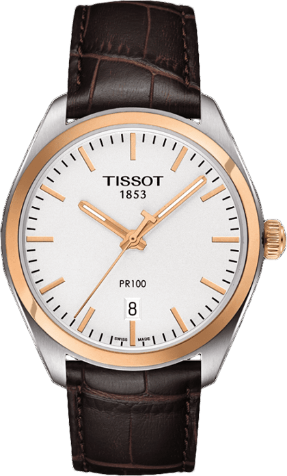 Buy Shop Tissot T Classic PR 100 Quartz White Dial Brown Leather Strap Watch for Men - T101.410.26.031.00 USA Online