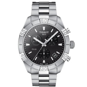 Buy Shop Tissot T Classic PR 100 Sport Chronograph Black Dial Silver Steel Strap Watch for Men - T101.617.11.051.00 USA Online
