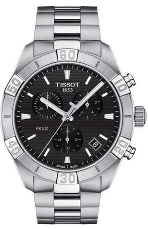 Buy Shop Tissot T Classic PR 100 Sport Chronograph Black Dial Silver Steel Strap Watch for Men - T101.617.11.051.00 USA Online