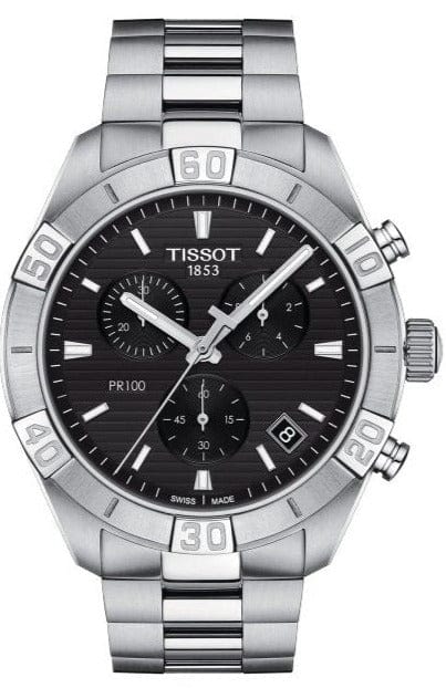 Buy Shop Tissot T Classic PR 100 Sport Chronograph Black Dial Silver Steel Strap Watch for Men - T101.617.11.051.00 USA Online