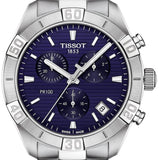 Buy Shop Tissot PR 100 Sport Quartz Chronograph Blue Dial Silver Steel Strap Watch For Men - T101.617.11.041.00 USA Online