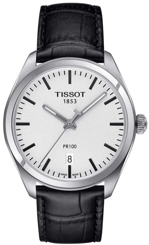 Buy Shop Tissot T Classic PR 100 White Dial Black Leather Strap Watch for Men - T101.410.16.031.00 USA Online