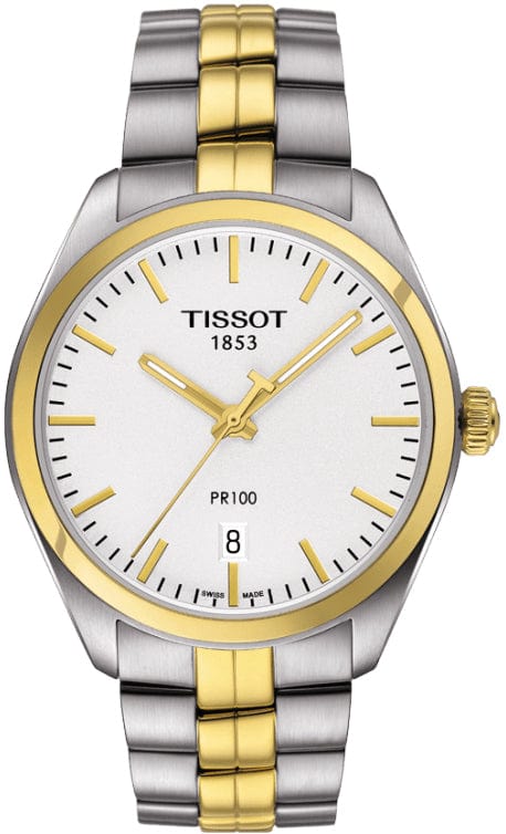 Buy Shop Tissot T Classic PR 100 White Dial Two Tone Steel Strap Watch for Men - T101.410.22.031.00 USA Online