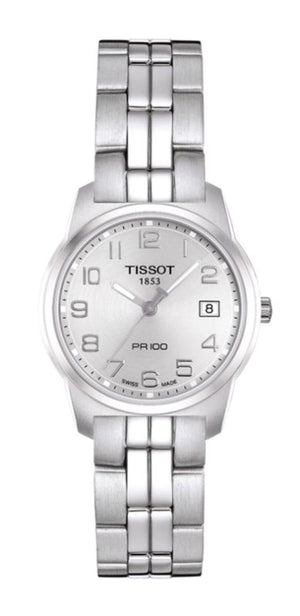 Buy Shop Tissot T Classic PR100 Silver Dial Silver Steel Strap Watch For Women - T049.210.11.032.00 USA Online