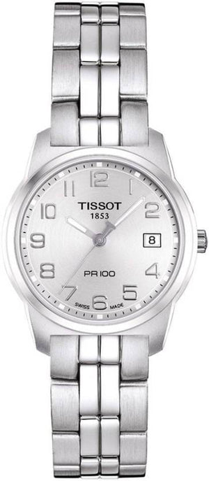 Buy Shop Tissot T Classic PR100 Silver Dial Silver Steel Strap Watch For Women - T049.210.11.032.00 USA Online