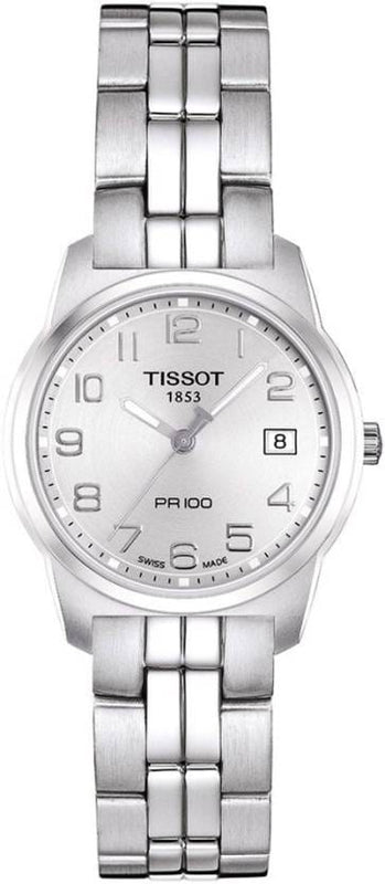 Buy Shop Tissot T Classic PR100 Silver Dial Silver Steel Strap Watch For Women - T049.210.11.032.00 USA Online