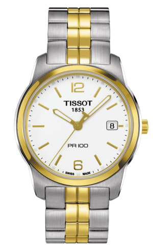 Buy Shop Tissot T Classic PR100 White Dial Two Tone Steel Strap Watch For Women - T049.210.22.032.00 USA Online