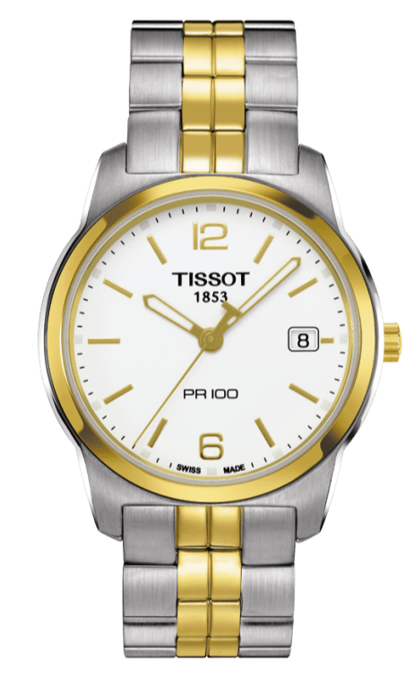 Buy Shop Tissot T Classic PR100 White Dial Two Tone Steel Strap Watch For Women - T049.210.22.032.00 USA Online