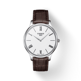 Buy Shop Tissot T Classic Tradition 5.5 Quartz White Dial Brown Leather Strap Watch For Men - T063.409.16.018.00 USA Online