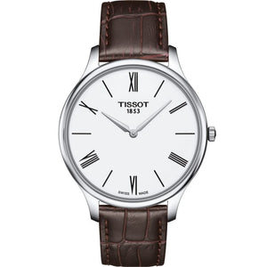 Buy Shop Tissot T Classic Tradition 5.5 Quartz White Dial Brown Leather Strap Watch For Men - T063.409.16.018.00 USA Online