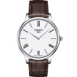Buy Shop Tissot T Classic Tradition 5.5 Quartz White Dial Brown Leather Strap Watch For Men - T063.409.16.018.00 USA Online