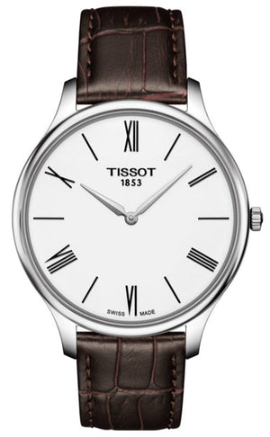 Buy Shop Tissot T Classic Tradition 5.5 Quartz White Dial Brown Leather Strap Watch For Men - T063.409.16.018.00 USA Online