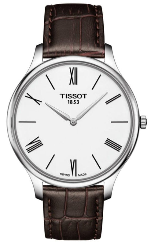 Buy Shop Tissot T Classic Tradition 5.5 Quartz White Dial Brown Leather Strap Watch For Men - T063.409.16.018.00 USA Online