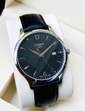 Buy Shop Tissot T Classic Tradition Black Dial Black Leather Strap Watch For Men - T063.610.16.057.00 USA Online