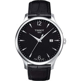 Buy Shop Tissot T Classic Tradition Black Dial Black Leather Strap Watch For Men - T063.610.16.057.00 USA Online
