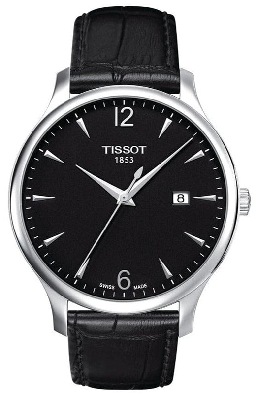 Buy Shop Tissot T Classic Tradition Black Dial Black Leather Strap Watch For Men - T063.610.16.057.00 USA Online