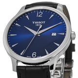 Buy Shop Tissot T Classic Tradition Blue Dial Black Leather Strap Watch For Men - T063.610.16.047.00 USA Online