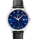 Buy Shop Tissot T Classic Tradition Blue Dial Black Leather Strap Watch For Men - T063.610.16.047.00 USA Online