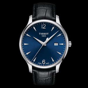 Buy Shop Tissot T Classic Tradition Blue Dial Black Leather Strap Watch For Men - T063.610.16.047.00 USA Online