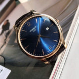 Buy Shop Tissot T Classic Tradition Blue Dial Brown Leather Strap Watch For Men - T063.610.36.047.00 USA Online