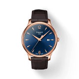 Buy Shop Tissot T Classic Tradition Blue Dial Brown Leather Strap Watch For Men - T063.610.36.047.00 USA Online
