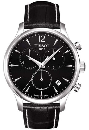 Buy Shop Tissot T Classic Tradition Chronograph Black Dial Black Leather Strap Watch For Men - T063.617.16.057.00 USA Online