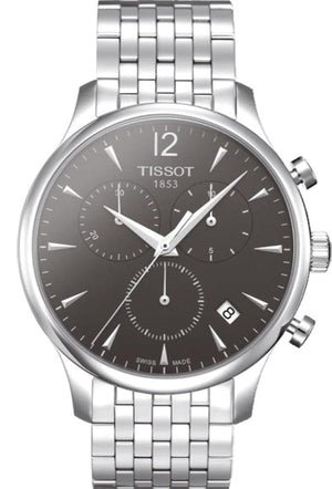 Buy Shop Tissot T Classic Tradition Chronograph Black Dial Silver Steel Strap Watch For Men - T063.617.11.067.00 USA Online