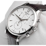 Buy Shop Tissot T Classic Tradition Chronograph White Dial Brown Leather Strap Watch For Men - T063.617.16.037.00 USA Online