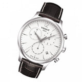 Buy Shop Tissot T Classic Tradition Chronograph White Dial Brown Leather Strap Watch For Men - T063.617.16.037.00 USA Online