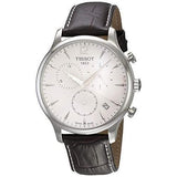 Buy Shop Tissot T Classic Tradition Chronograph White Dial Brown Leather Strap Watch For Men - T063.617.16.037.00 USA Online
