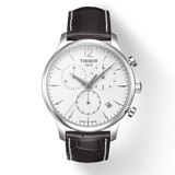 Buy Shop Tissot T Classic Tradition Chronograph White Dial Brown Leather Strap Watch For Men - T063.617.16.037.00 USA Online