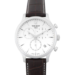 Buy Shop Tissot T Classic Tradition Chronograph White Dial Brown Leather Strap Watch For Men - T063.617.16.037.00 USA Online