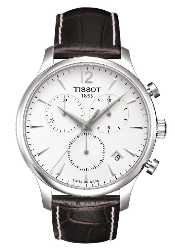 Buy Shop Tissot T Classic Tradition Chronograph White Dial Brown Leather Strap Watch For Men - T063.617.16.037.00 USA Online